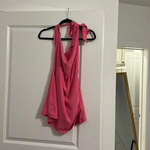Pink mini halter dress